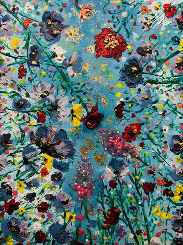 Original Abstract Floral Painting by Violeta Allaberdieva