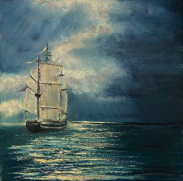 Original Abstract Expressionism Seascape Drawings by Violeta Allaberdieva