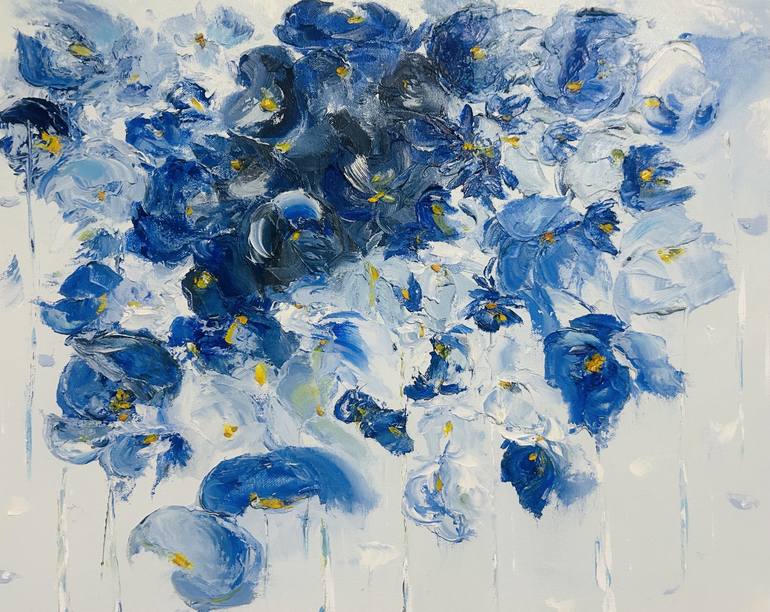 Original Abstract Expressionism Floral Painting by Violeta Allaberdieva