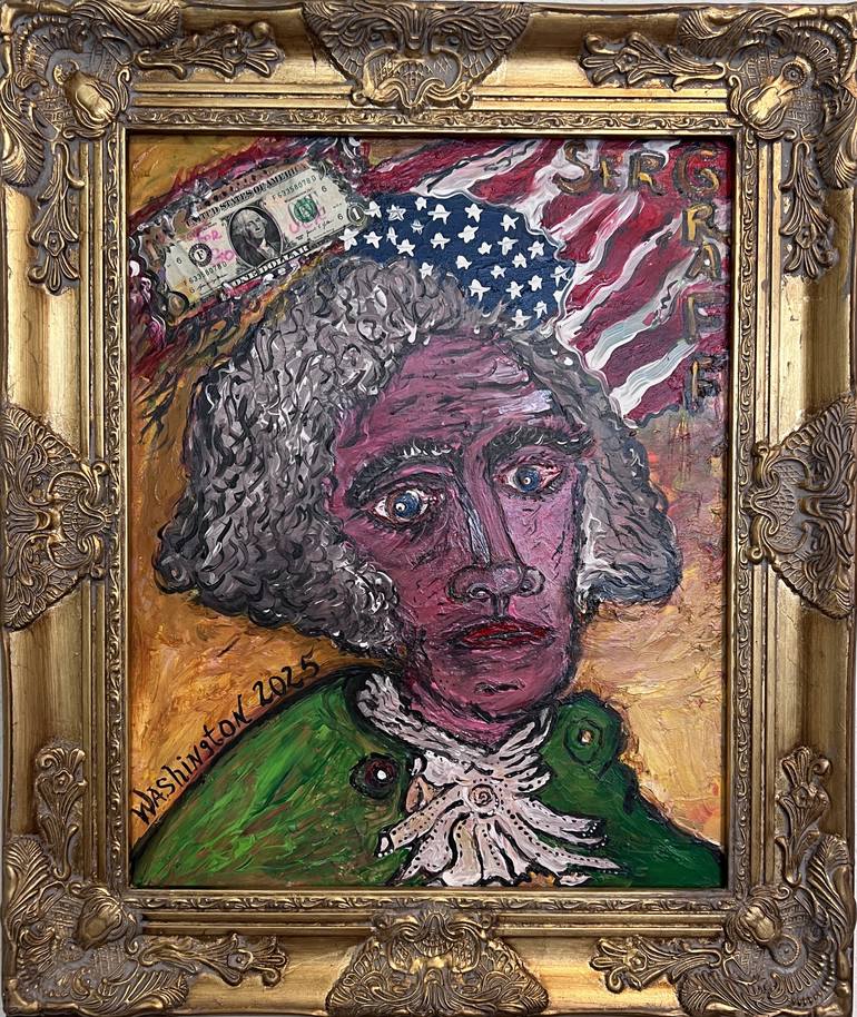 Original Famous Painting by Serg Graff  Folk Art on Canvas  Original painting Young George Washington by Serg Graff