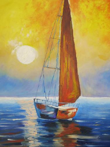 Original Fine Art Sailboat Paintings by Kamala Heppell