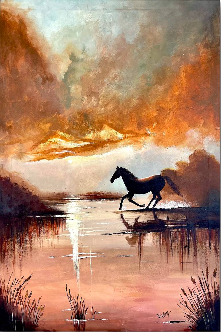 Original Animal Painting by Rida Mumtaz | Abstract Art on Canvas | Before the Night Falls