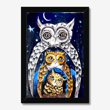 Whispers of the Night: The Owl Family thumb