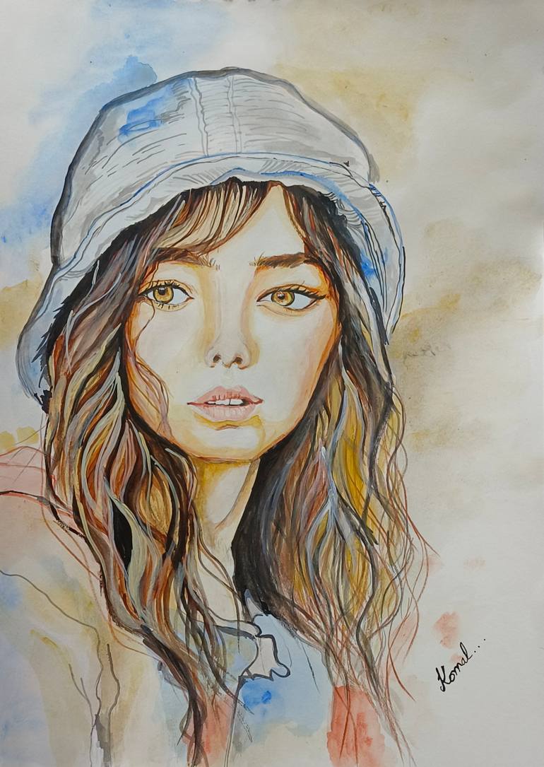 Original Art Deco Women Painting by Shubhendra Singh