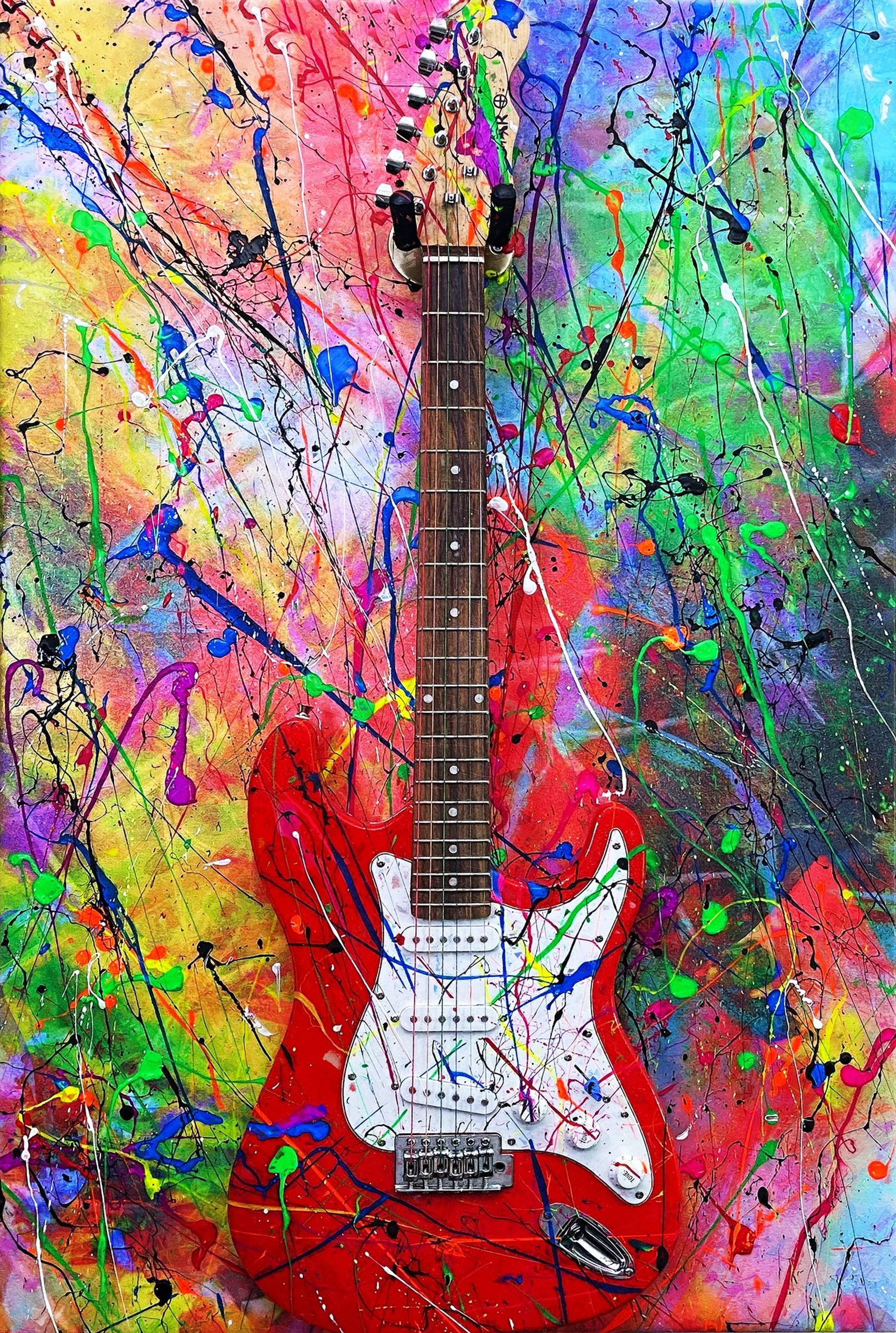 Abstract Guitar Art Mixed Media by Michael Valentine | Saatchi Art