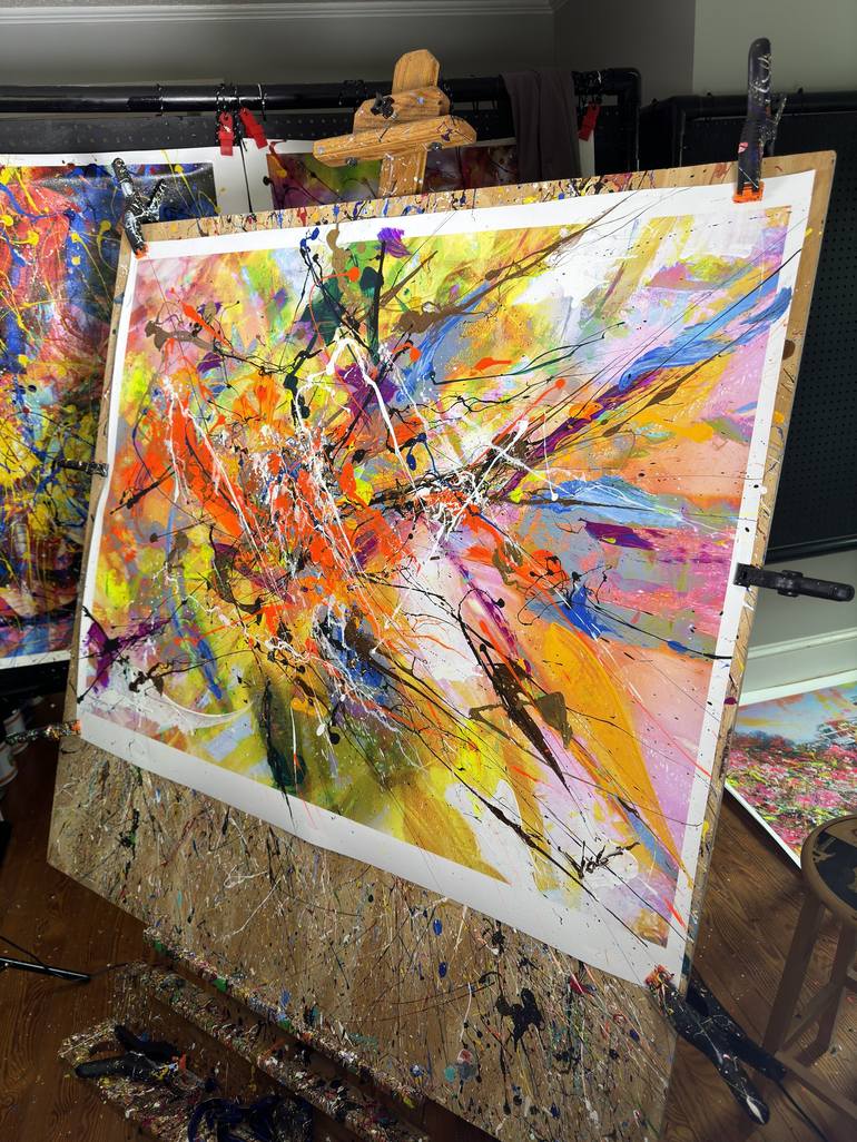 Original Abstract Mixed Media by michael Valentine