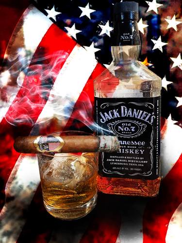 Abstract Wall Art Jack Daniels Bourbon and Toro Cigar thumb