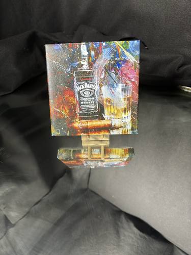 Jack Daniels 7 x 7 Overpainted and Signed Giclee Desktop Canvas thumb