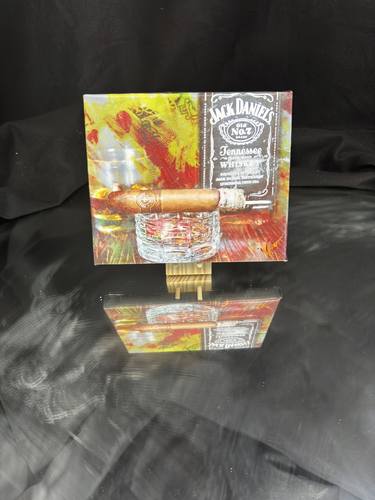Jack Daniels 9.5 x 8 Overpainted and Signed Giclee Desktop Canvas thumb