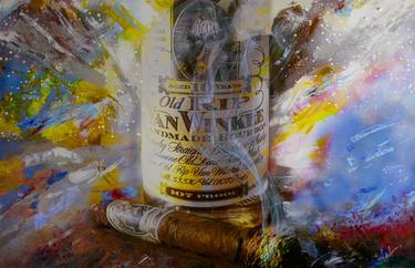 10 Year Pappy Van Winkle Bourbon and Drew Estate Cigar Painting thumb