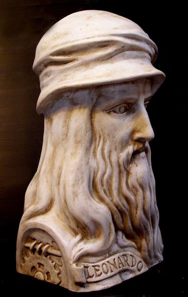 Leonardo da' Vinci Bust Sculpture Italian Style Val Jelobinski thumb