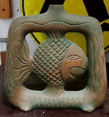 Bloody Fish. Ceramic Vessel. Sydney Beaches Horror predator Art thumb