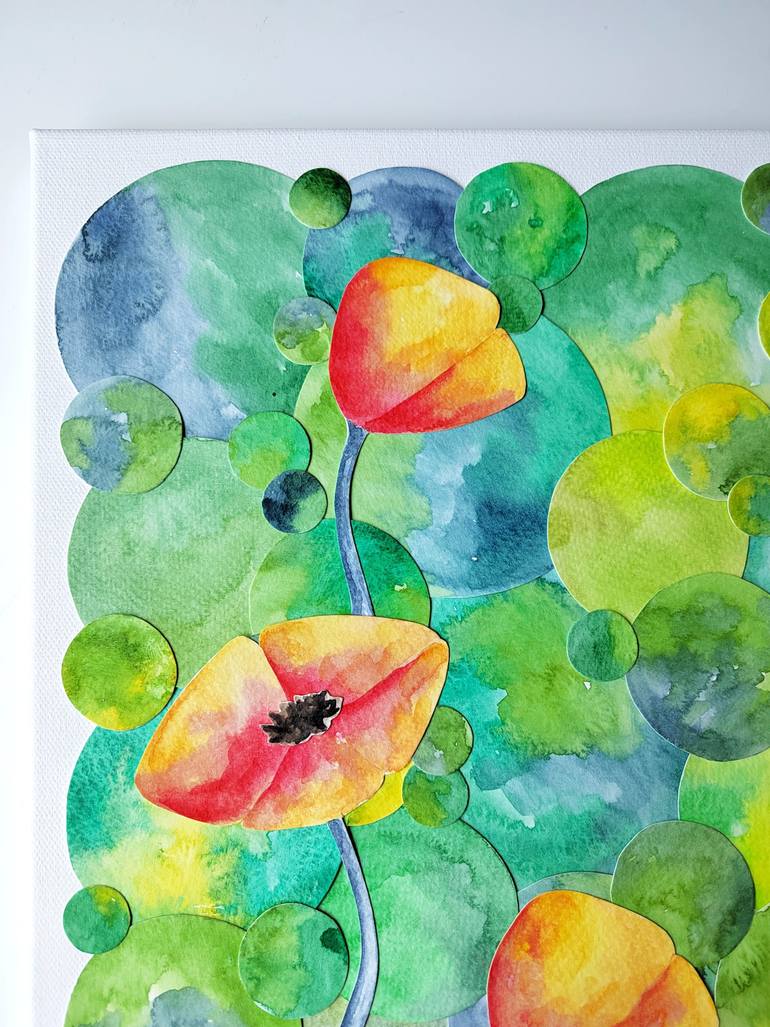 Original Contemporary Floral Collage by Alena Masyutina