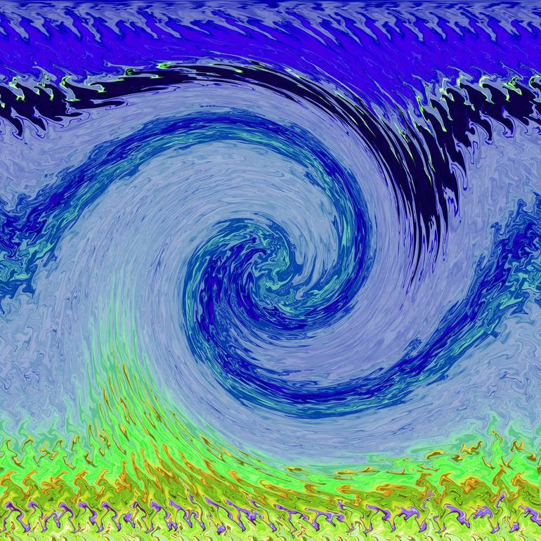 Original Landscape Digital by Contemporary Digital Art | Abstract Art on Canvas | The starry night - Tribute to Van Gogh #845