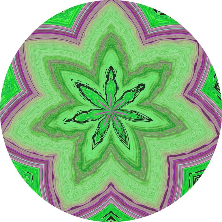 Original Floral Sculpture by Contemporary Digital Art | Abstract Art on Aluminum | Green and purple flower #0882