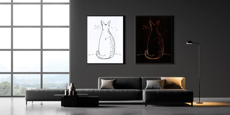 Original Conceptual Cats Mixed Media by Leo Tim