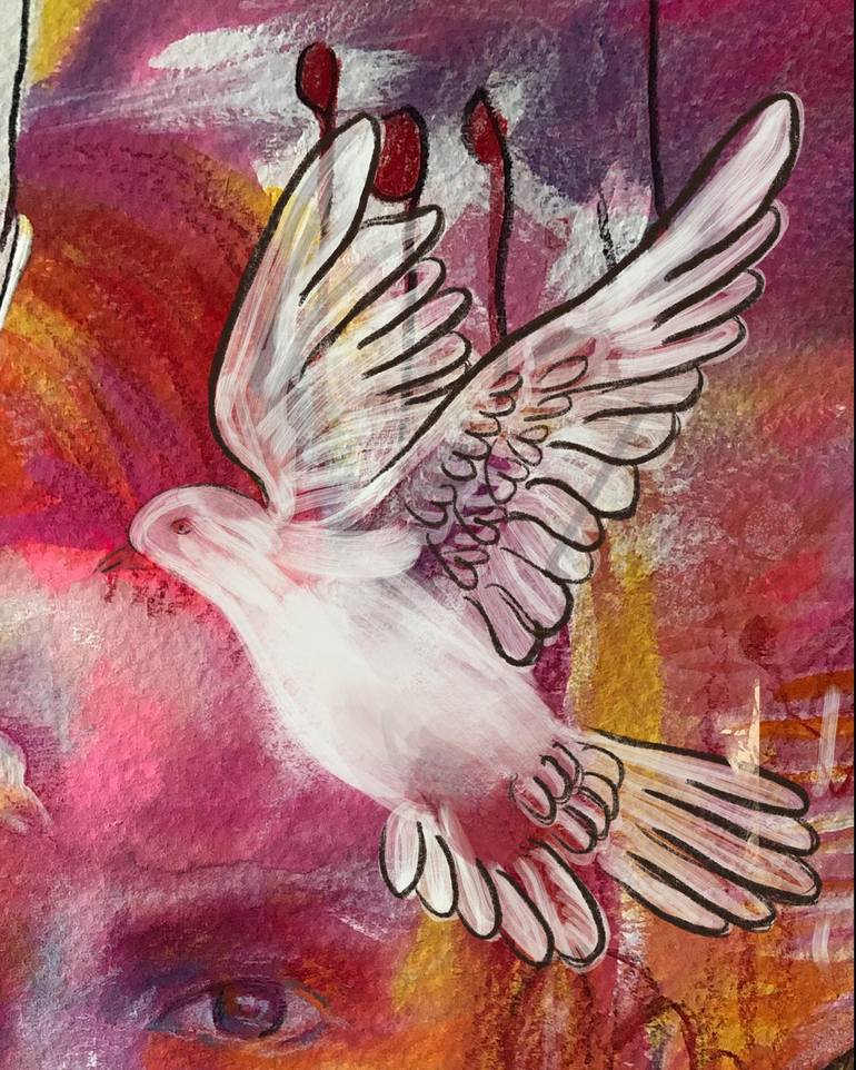 Original Abstract People Mixed Media by Valeria Prieto