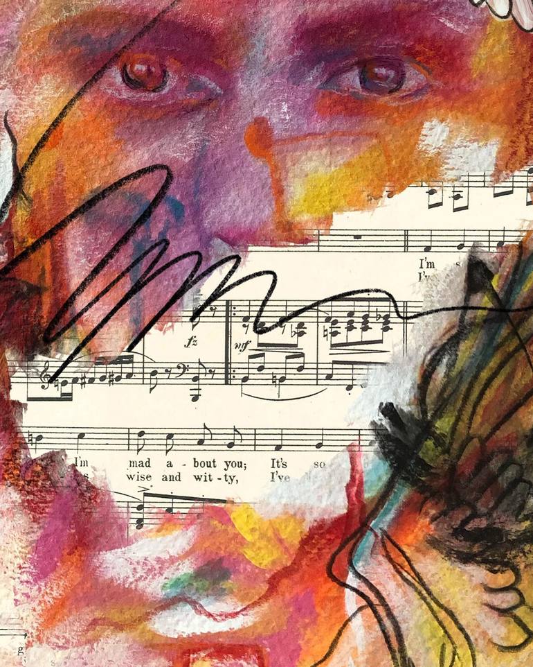Original Abstract People Mixed Media by Valeria Prieto