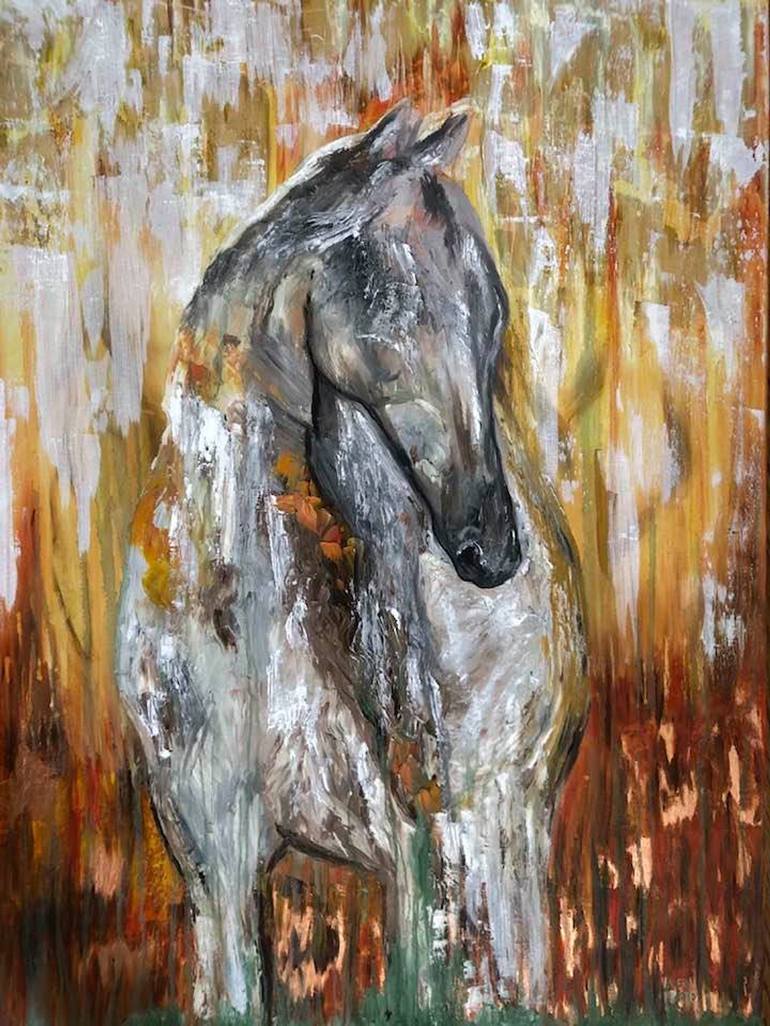 Original Abstract Horse Painting by Valeria Prieto