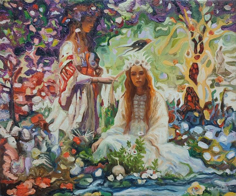 Original Fantasy Painting by Pavel Guliaev | Figurative Art on Canvas | Preparation for the Ceremony