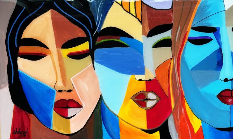 Original Minimalism People Painting by Shahrzad Abtahi 