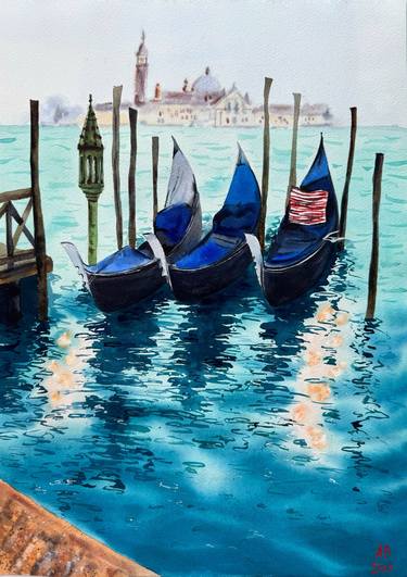 Venice #3 - original city bright sunny watercolor thumb