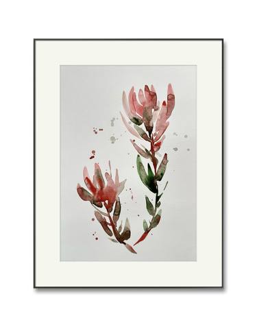 Vitality - original abstract floral bright red painting thumb