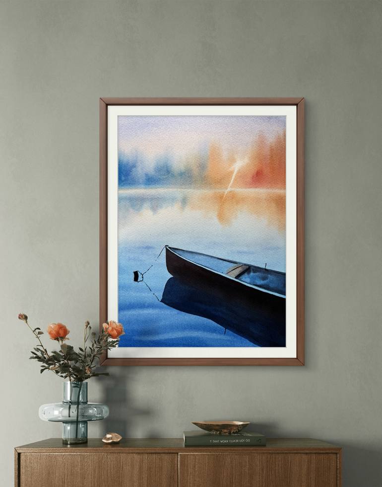 Original Photorealism Boat Painting by Anna Ostapenko