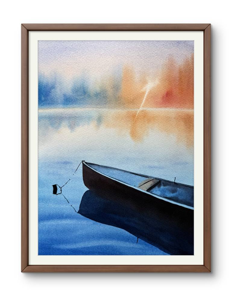 Original Photorealism Boat Painting by Anna Ostapenko