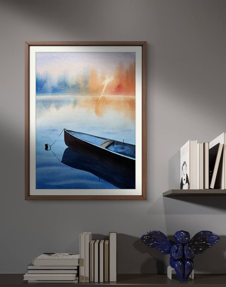 Original Photorealism Boat Painting by Anna Ostapenko