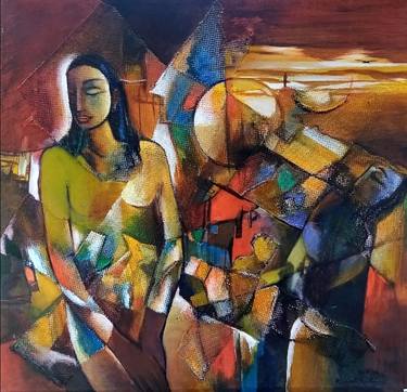Original Cubism Women Paintings by Kumara Rathnayaka