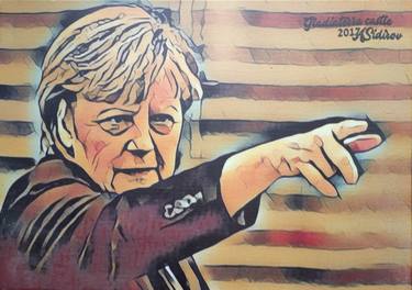 Angela Merkel  poits out thumb