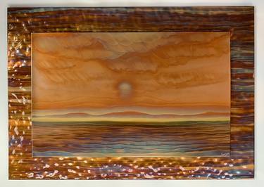 Sunset on blue, Copper Fire Painting, 34” x 24” x 1” thumb
