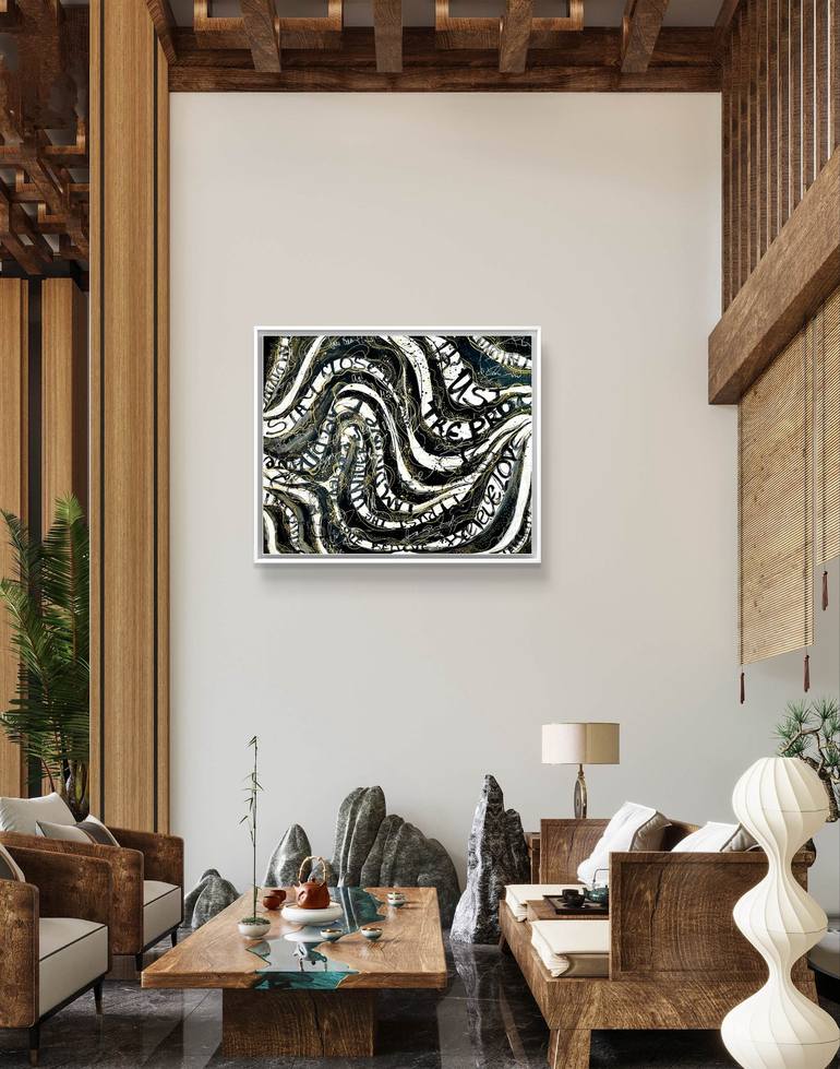 Original Black & White Abstract Painting by Plamia Art