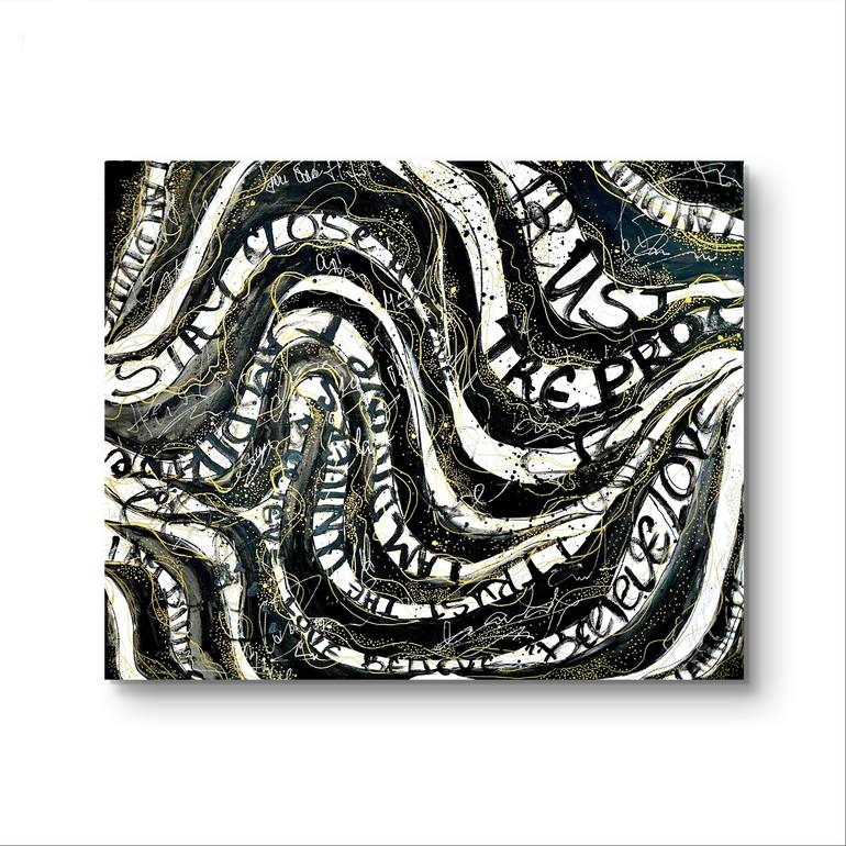 Original Black & White Abstract Painting by Plamia Art