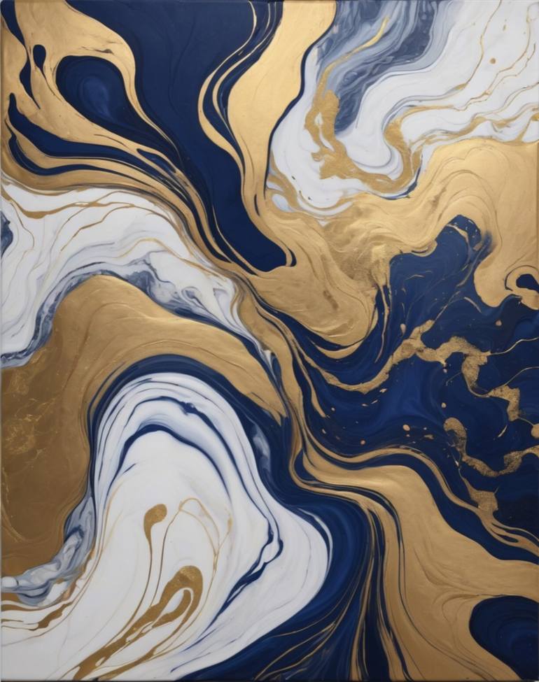 Golden Blue Symphony Painting By Tatyana Kharitonova 