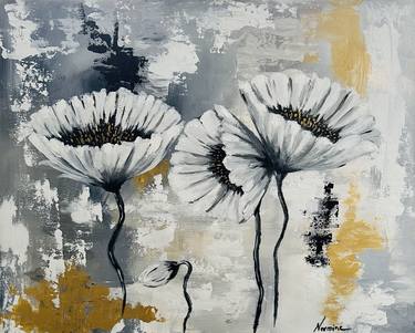 Original Abstract Floral Paintings by Nermine Hanna