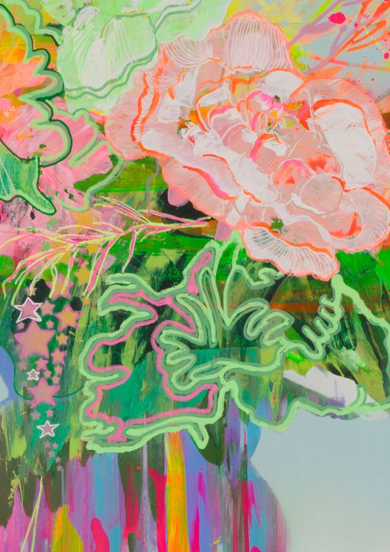 Original Abstract Floral Mixed Media by Elizabeth Panter