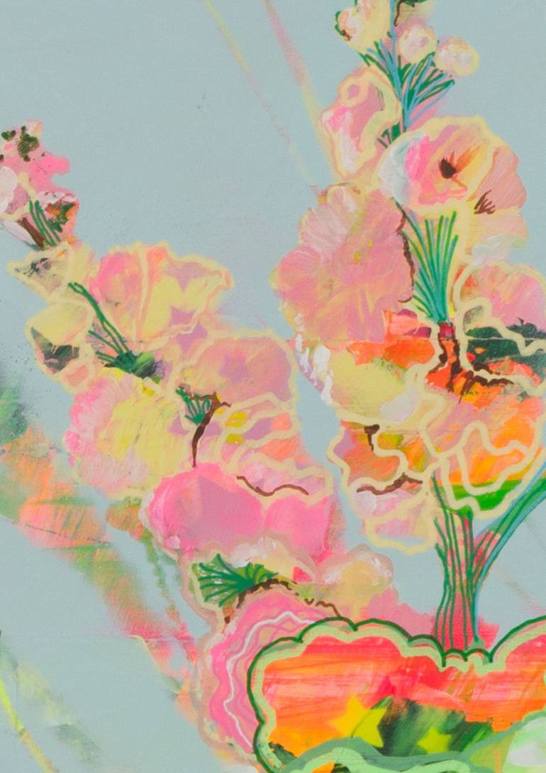Original Abstract Floral Mixed Media by Elizabeth Panter
