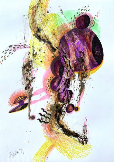 Original Abstract Expressionism Abstract Drawings by JJ Julia