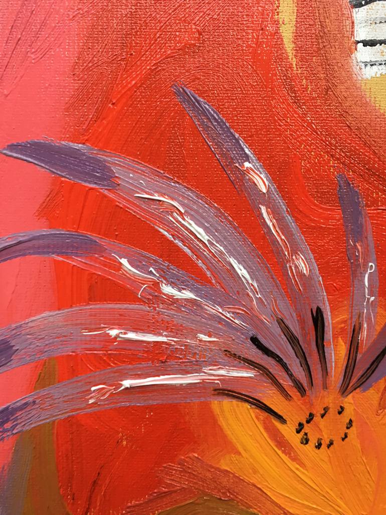 Original Dada Floral Painting by Jj Julia