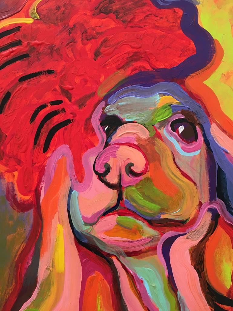 Original Modernism Dogs Painting by Jj Julia