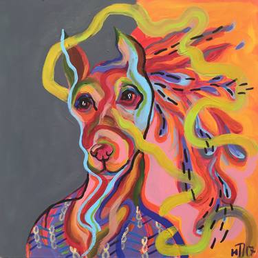 A Pop Art Dog with Feather Hat thumb