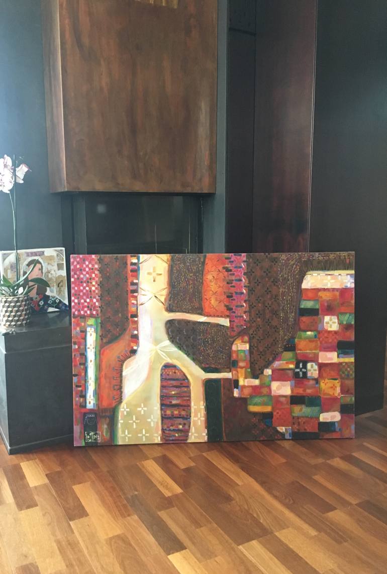 Original Folk Abstract Painting by Jj Julia