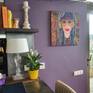 in modern interior, purple walls