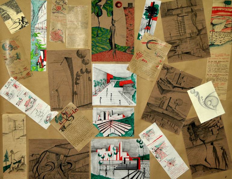 Original Architecture Mixed Media by Shivani Shah | Abstract Expressionism Art on Hardboard | Melange- mixed of masses and mediums