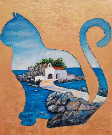 Cattopia - Greek landscape with a chapel inside of a cat shape thumb