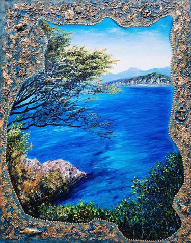 Corfu seascape, Greece, inside of two cats´ silhouette thumb
