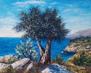 Magical Greece - Mediterranean landscape with an olive tree thumb