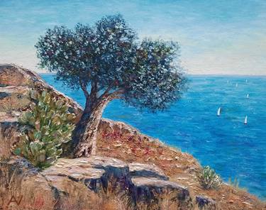 Wonderful Greece-Mediterranean landscape with an olive tree thumb